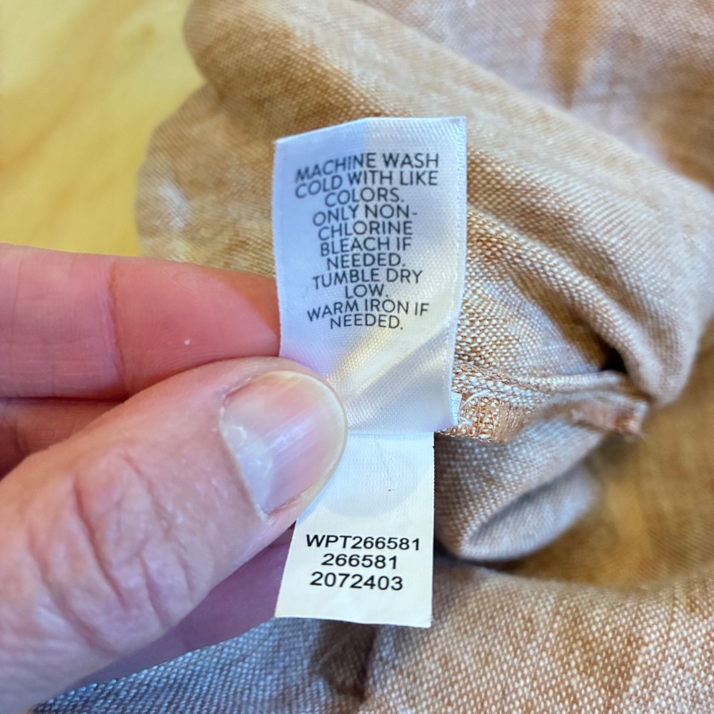 Eileen Fisher Linen Blend Drawstring Trousers in Blue, Pink, and Green - Picture 14 of 15